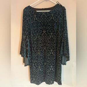 Jessica Howard Teal Patterned Long Sleeve Dress